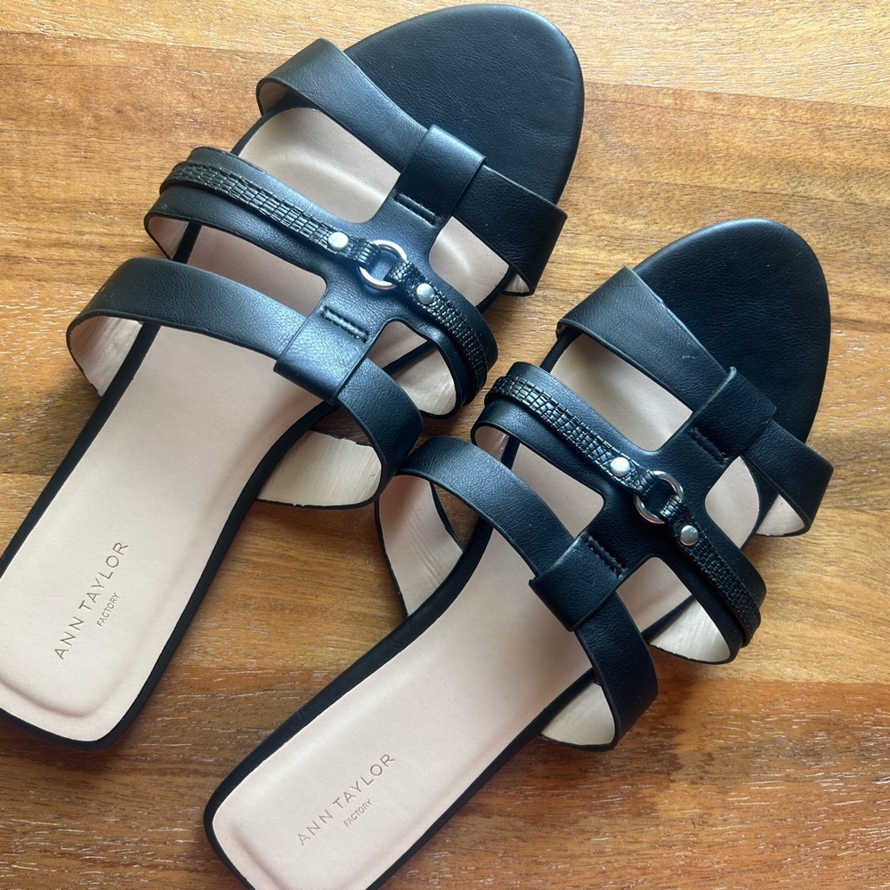 Ann Taylor Factory Elegant Black Sandals size 10